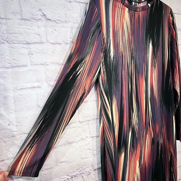 Curvy Sense Size 1X‎ Casual Long Sleeve Abstract Print BodyCon Dress Stretch - Picture 6 of 9